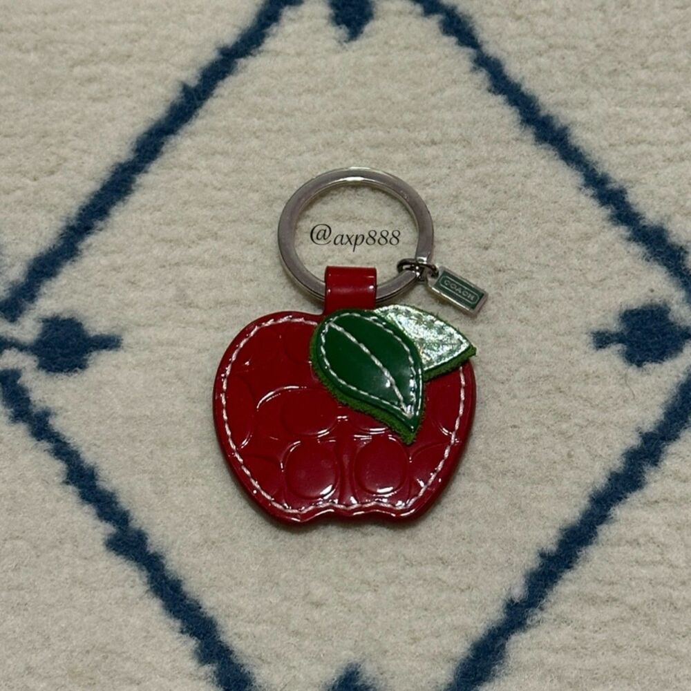 Coach Vintage Y2K Patent Leather Apple Keychain Purse Charm Collectible - Red